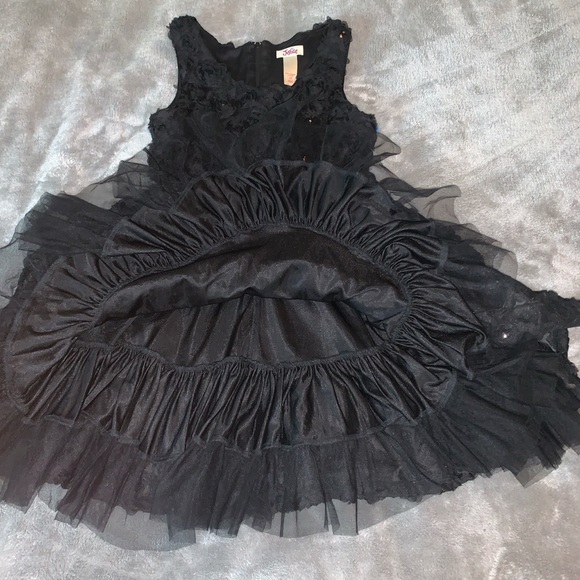 Justice Solid Black Sequin Rose Dress Girls 10 - Picture 3 of 8